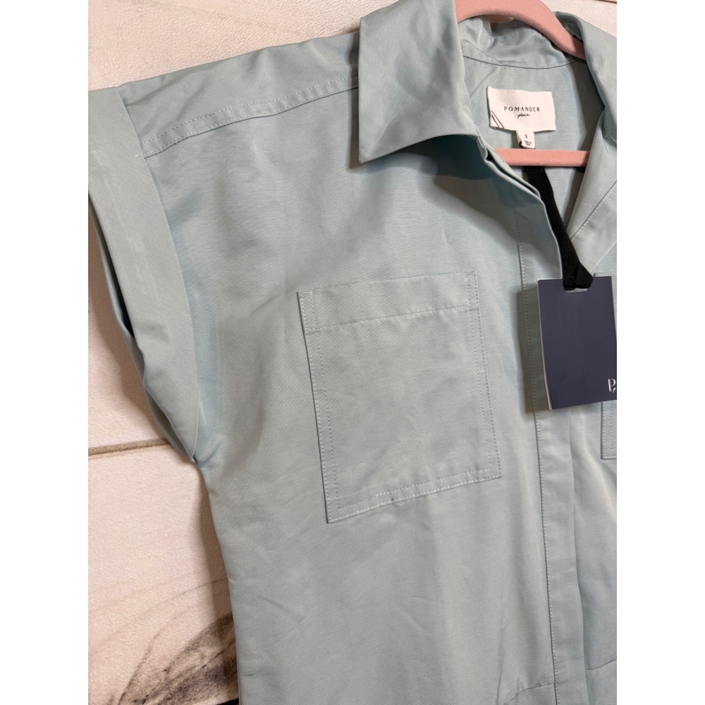 Pomander Place Light Blue Short Sleeve Collared Button Front Dress Y24652T Small - Picture 2 of 8
